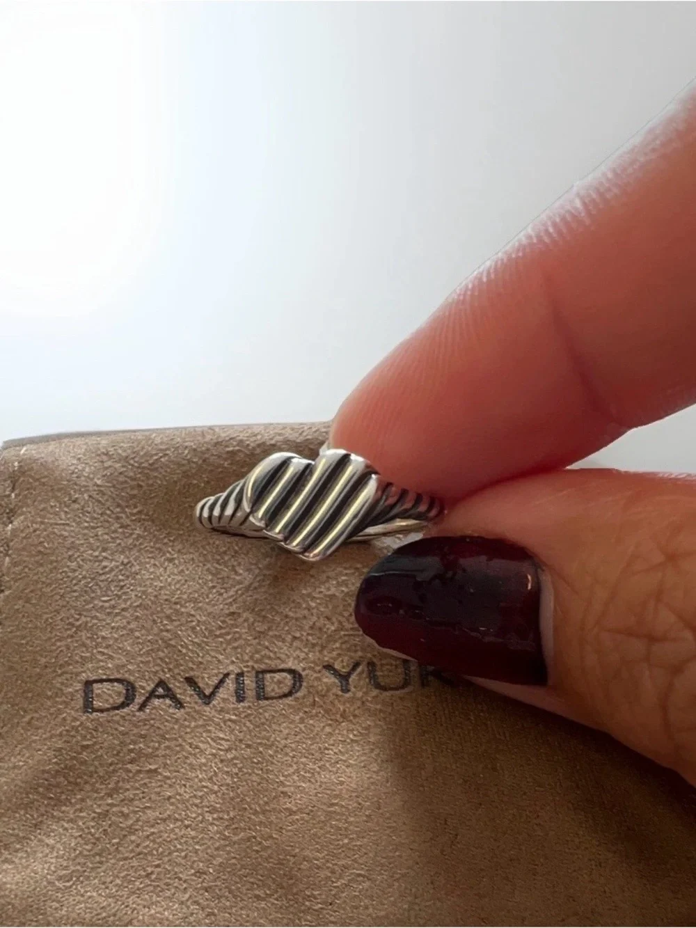 David Yurman Sterling Silver Twisted Cable Signet pinky ring size 4.5